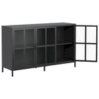 Buffet de salle à manger avec rangement, meuble de rangement en acier, pieds réglables, portes vitrées, grand organisateur de capacité
