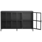 Buffet de salle à manger avec rangement, meuble de rangement en acier, pieds réglables, portes vitrées, grand organisateur de capacité