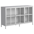 Buffet de salle à manger avec rangement, meuble de rangement en acier, pieds réglables, portes vitrées, grand organisateur de capacité