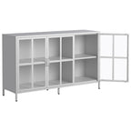 Buffet de salle à manger avec rangement, meuble de rangement en acier, pieds réglables, portes vitrées, grand organisateur de capacité
