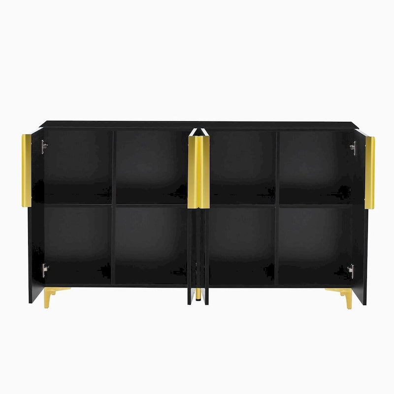 Buffet de rangement de 55" avec étagères réglables, finition brillante
