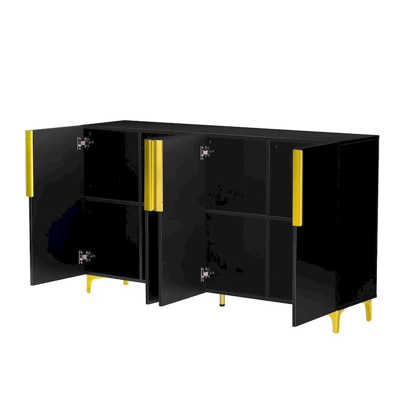 Buffet de rangement de 55" avec étagères réglables, finition brillante