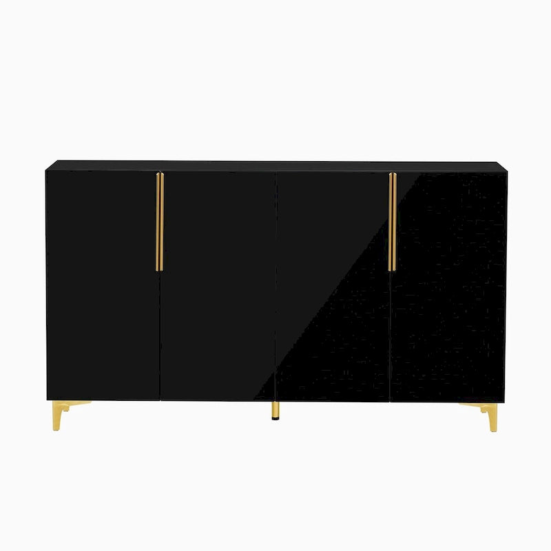 Buffet de rangement de 55" avec étagères réglables, finition brillante