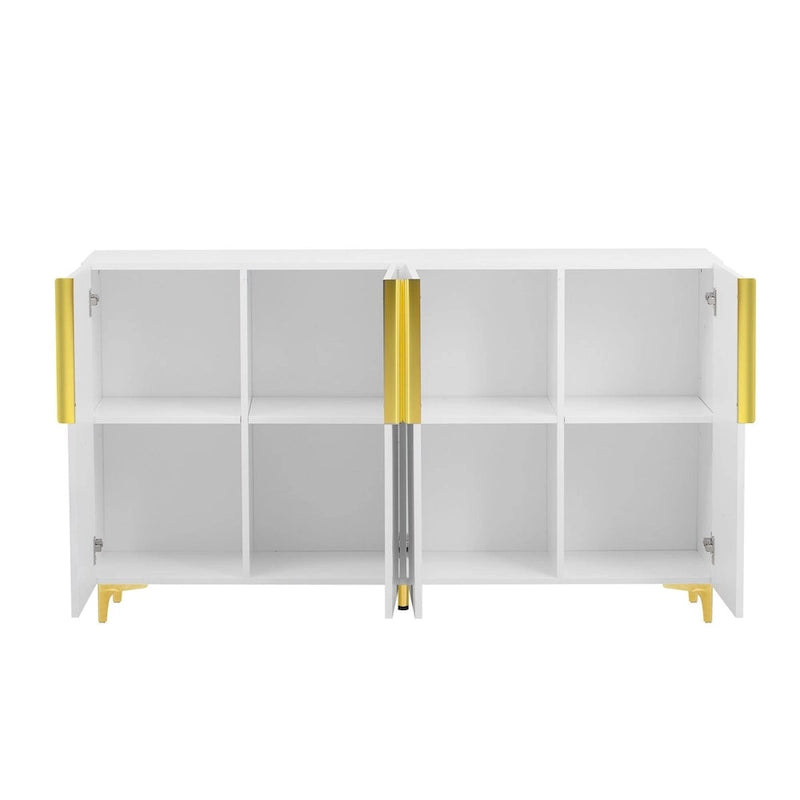 Buffet de rangement de 55" avec étagères réglables, finition brillante
