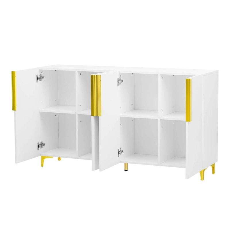 Buffet de rangement de 55" avec étagères réglables, finition brillante