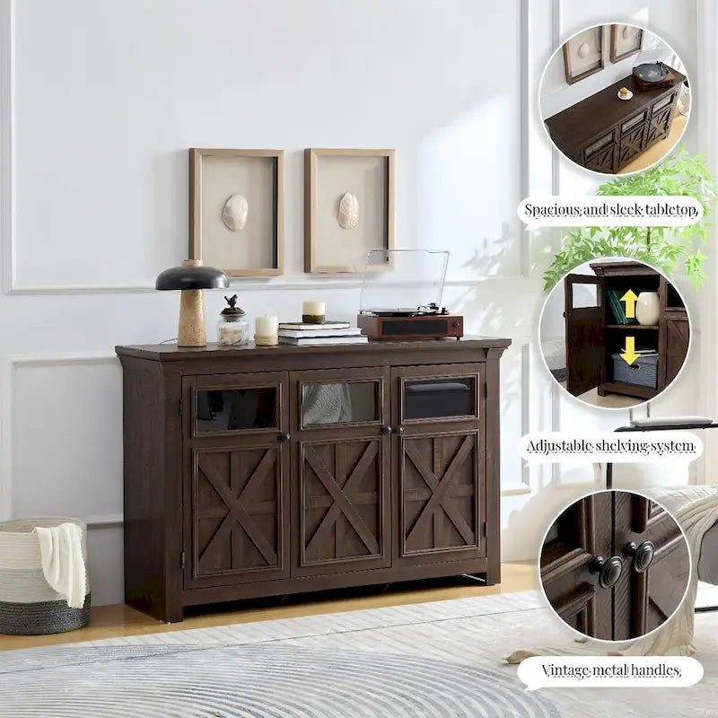 Buffet-bahut à 3 portes grand meuble de rangement