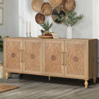 Meuble de porte sculpté floral vintage avec étagères réglables