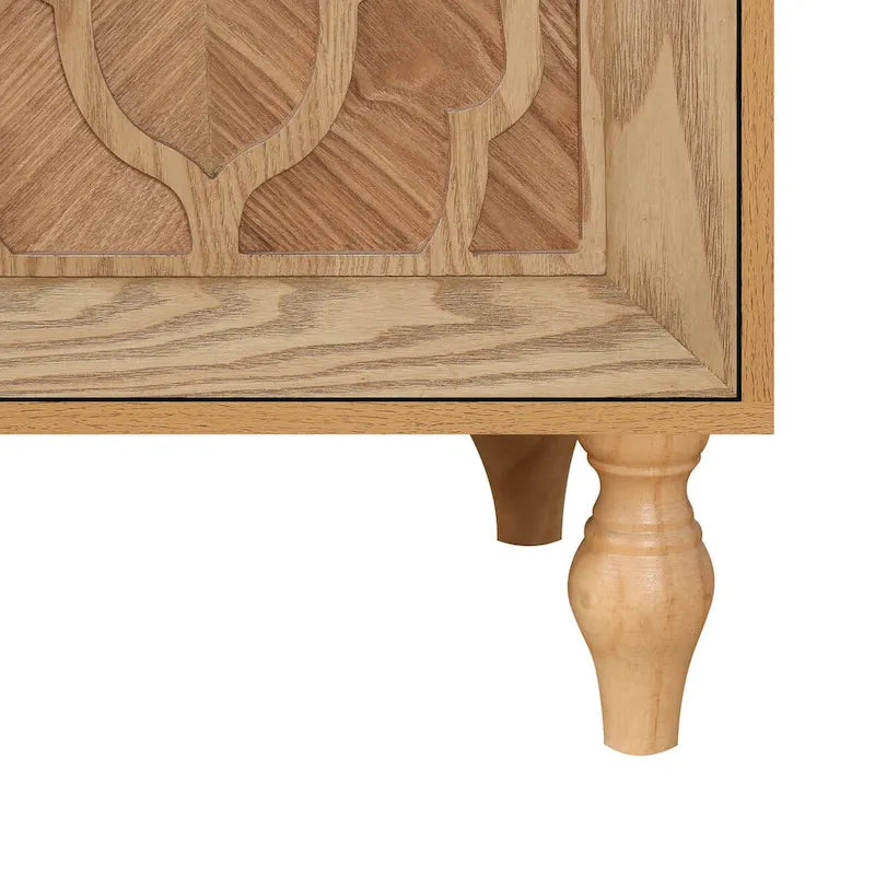 Meuble de porte sculpté floral vintage avec étagères réglables