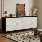 Meuble de porte sculpté floral vintage avec étagères réglables