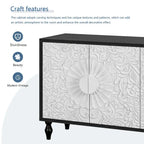 Meuble de porte sculpté floral vintage avec étagères réglables