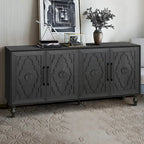 Meuble de porte sculpté floral vintage avec étagères réglables