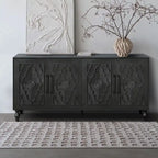Meuble de porte sculpté floral vintage avec étagères réglables