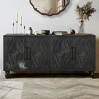 Meuble de porte sculpté floral vintage avec étagères réglables