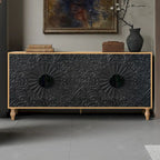 Meuble de porte sculpté floral vintage avec étagères réglables
