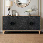 Meuble de porte sculpté floral vintage avec étagères réglables
