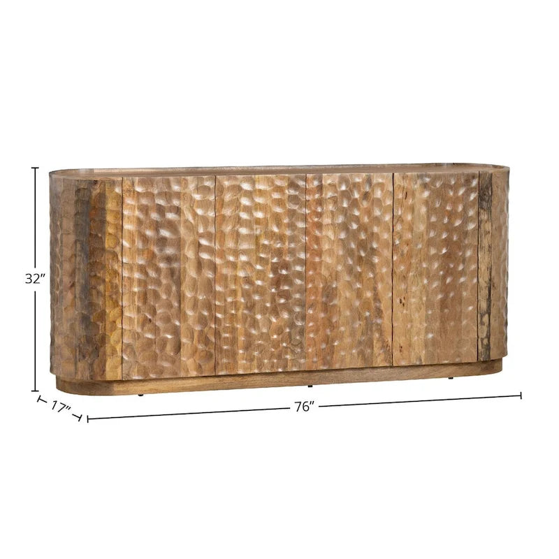 Bahut/Buffet quatre portes en bois de manguier texturé pour salon