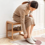 Banc à chaussures en bois massif avec coussin en éponge à haute résilience