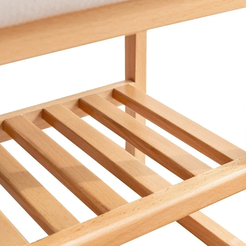 Banc à chaussures en bois massif avec coussin en éponge à haute résilience