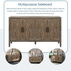 Buffet 4 portes en bois twill de style campagnard américain vintage pour salon, salle à manger ou entrée.