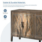 Buffet 4 portes en bois twill de style campagnard américain vintage pour salon, salle à manger ou entrée.