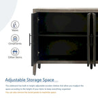 Buffet 4 portes en bois twill de style campagnard américain vintage pour salon, salle à manger ou entrée.