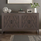 Buffet 4 portes en bois twill de style campagnard américain vintage pour salon, salle à manger ou entrée.