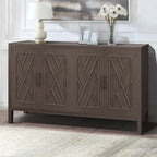 Buffet 4 portes en bois twill de style campagnard américain vintage pour salon, salle à manger ou entrée.