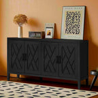Buffet 4 portes en bois twill de style campagnard américain vintage pour salon, salle à manger ou entrée.