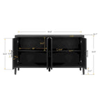 Buffet 4 portes en bois twill de style campagnard américain vintage pour salon, salle à manger ou entrée.