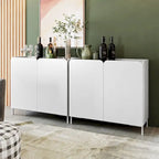 Meuble d'appoint moderne du milieu du siècle blanc/noir avec portes à fermeture douce, ensemble de 2