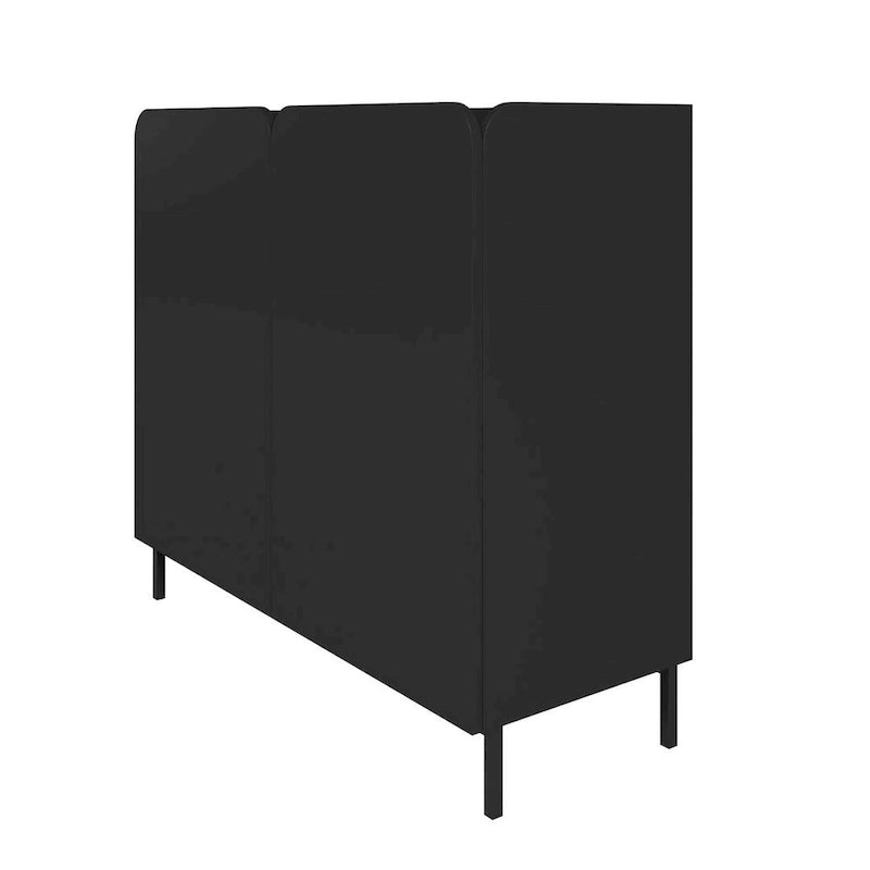 Meuble d'appoint moderne du milieu du siècle blanc/noir avec portes à fermeture douce, ensemble de 2
