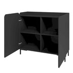 Meuble d'appoint moderne du milieu du siècle blanc/noir avec portes à fermeture douce, ensemble de 2