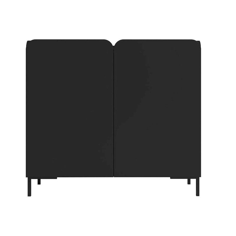 Meuble d'appoint moderne du milieu du siècle blanc/noir avec portes à fermeture douce, ensemble de 2