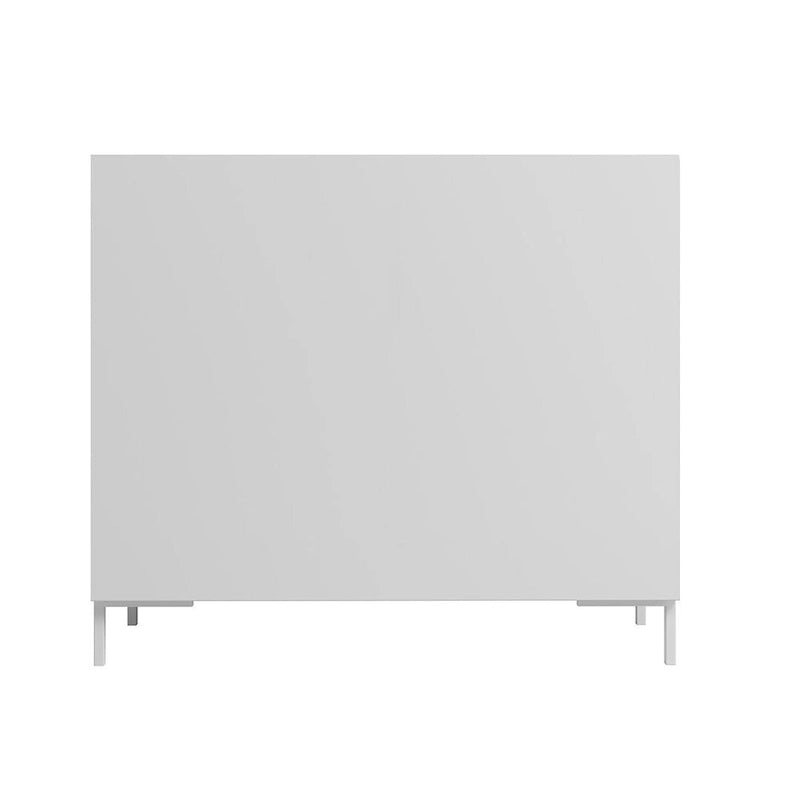 Meuble d'appoint moderne du milieu du siècle blanc/noir avec portes à fermeture douce, ensemble de 2