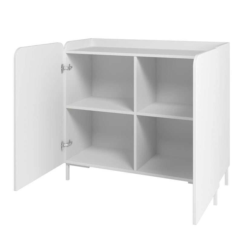 Meuble d'appoint moderne du milieu du siècle blanc/noir avec portes à fermeture douce, ensemble de 2