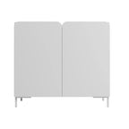 Meuble d'appoint moderne du milieu du siècle blanc/noir avec portes à fermeture douce, ensemble de 2
