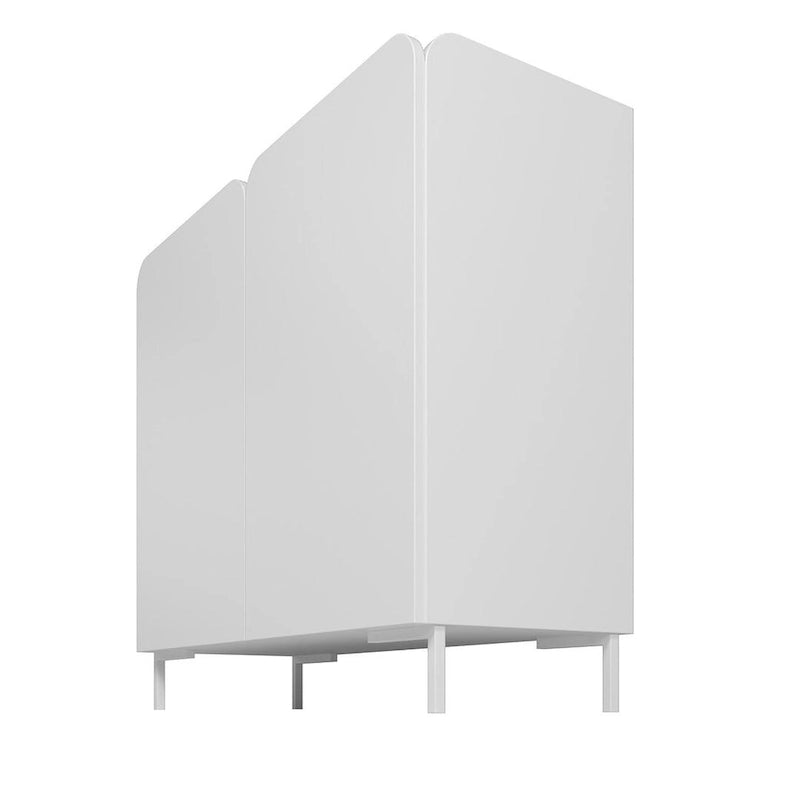 Meuble d'appoint moderne du milieu du siècle blanc/noir avec portes à fermeture douce, ensemble de 2