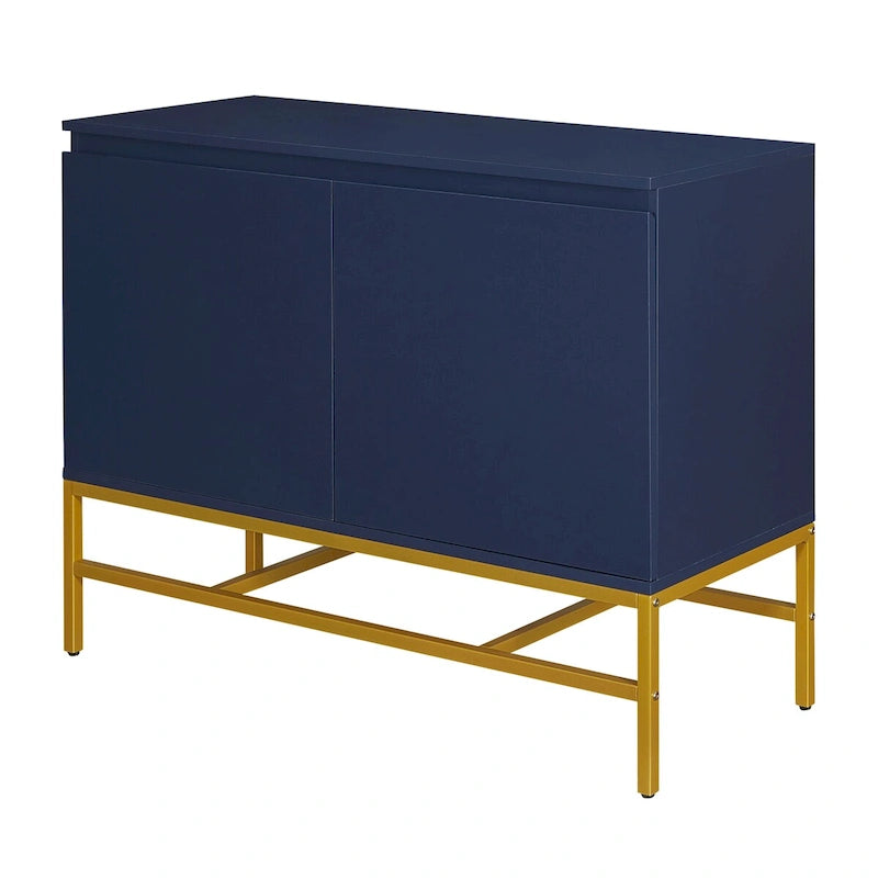 Buffet deux portes minimaliste et luxueux avec pieds en métal doré pour salon, salle à manger
