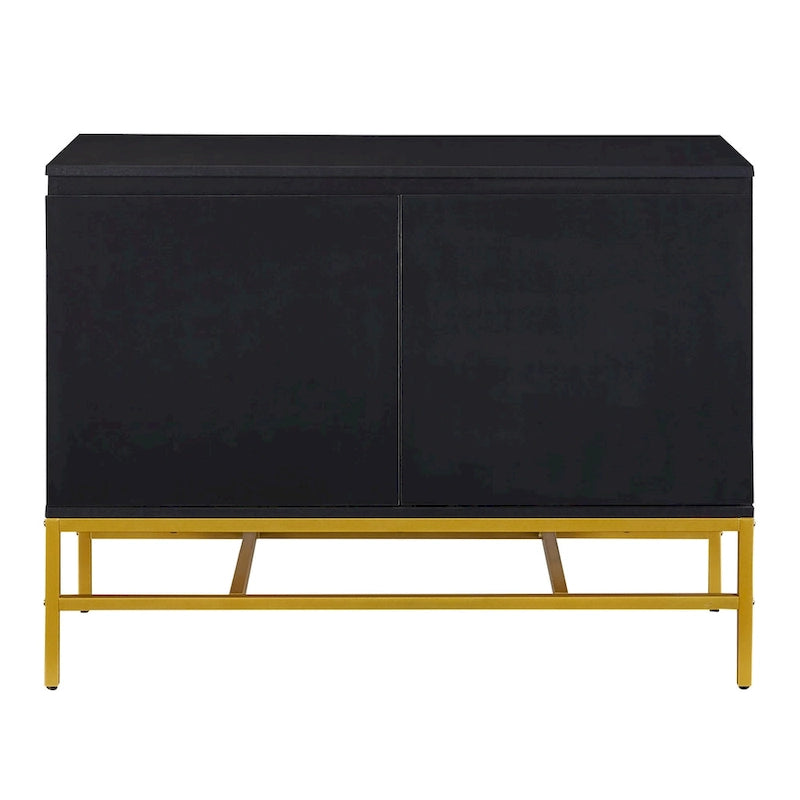 Buffet deux portes minimaliste et luxueux avec pieds en métal doré pour salon, salle à manger