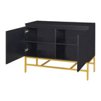 Buffet deux portes minimaliste et luxueux avec pieds en métal doré pour salon, salle à manger