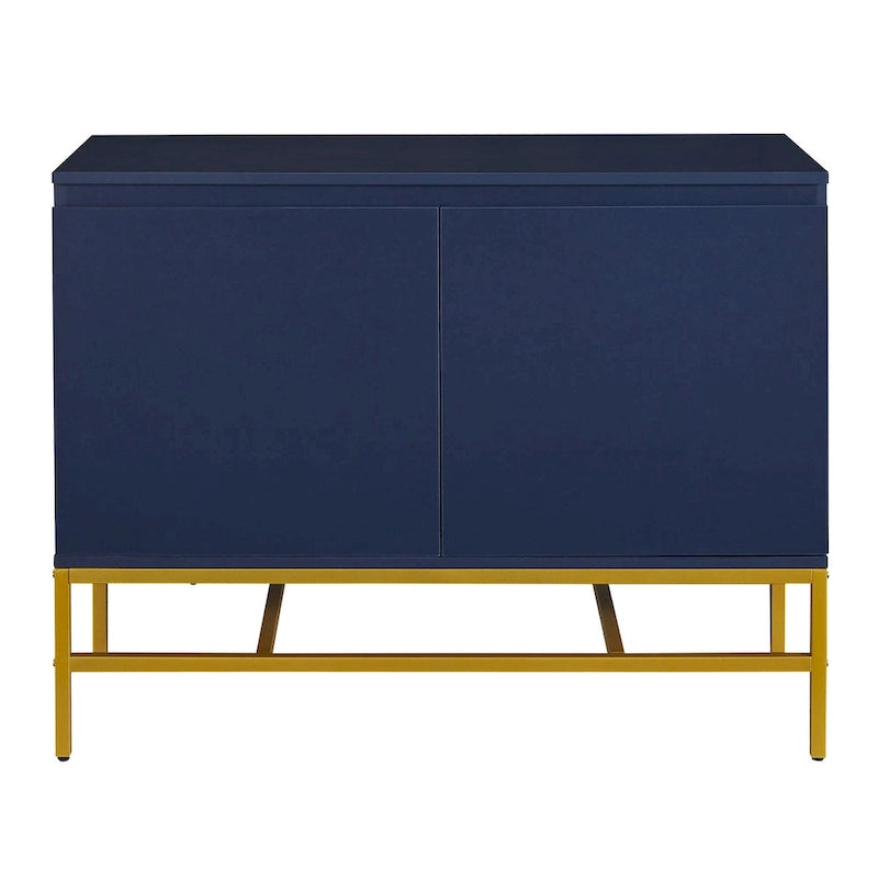 Buffet deux portes minimaliste et luxueux avec pieds en métal doré pour salon, salle à manger