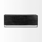 Buffet 3 tiroirs 2 portes Marron et Noir, montage 1 personne