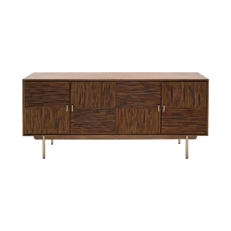 Buffet 2 portes en noyer, montage 1 personne, style Mid-Century