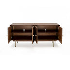 Buffet 2 portes en noyer, montage 1 personne, style Mid-Century