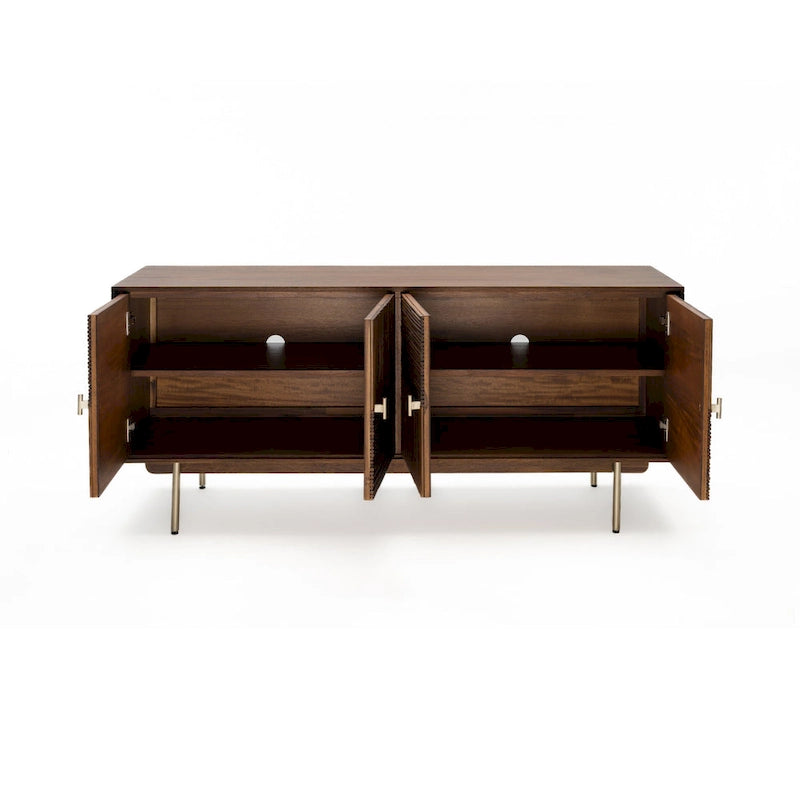 Buffet 2 portes en noyer, montage 1 personne, style Mid-Century