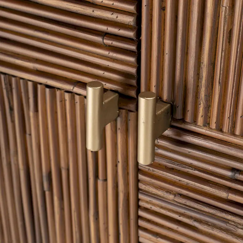 Buffet 2 portes en noyer, montage 1 personne, style Mid-Century