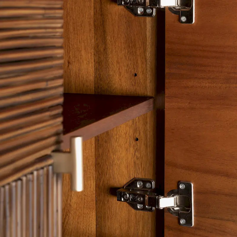 Buffet 2 portes en noyer, montage 1 personne, style Mid-Century