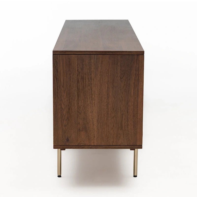 Buffet 2 portes en noyer, montage 1 personne, style Mid-Century