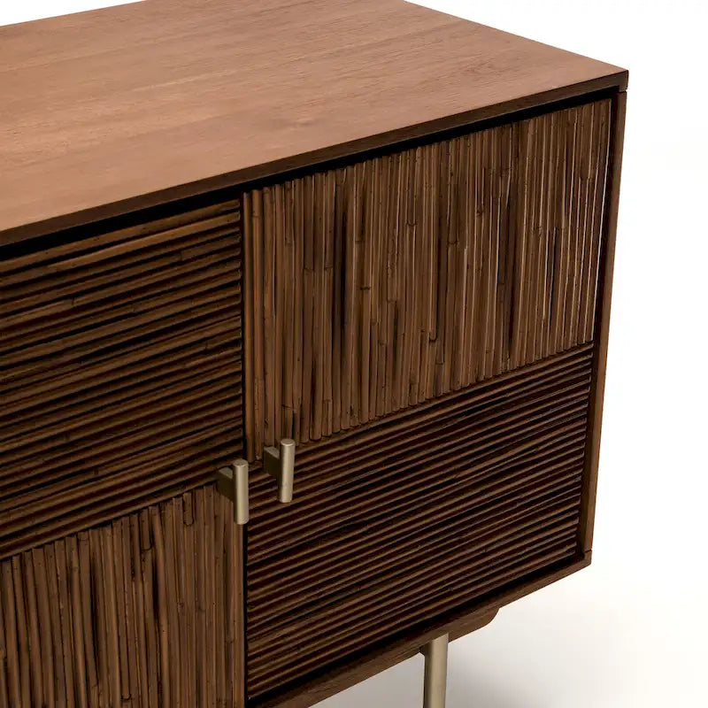 Buffet 2 portes en noyer, montage 1 personne, style Mid-Century