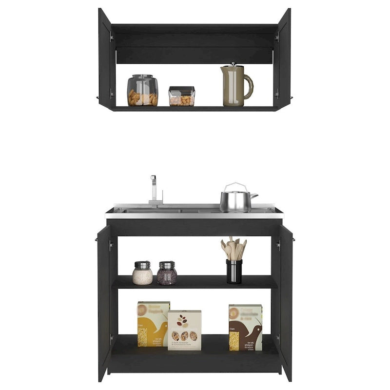Ensemble d'armoires, garage, noir, 30,8 H x 39,3 l x 20,4 P